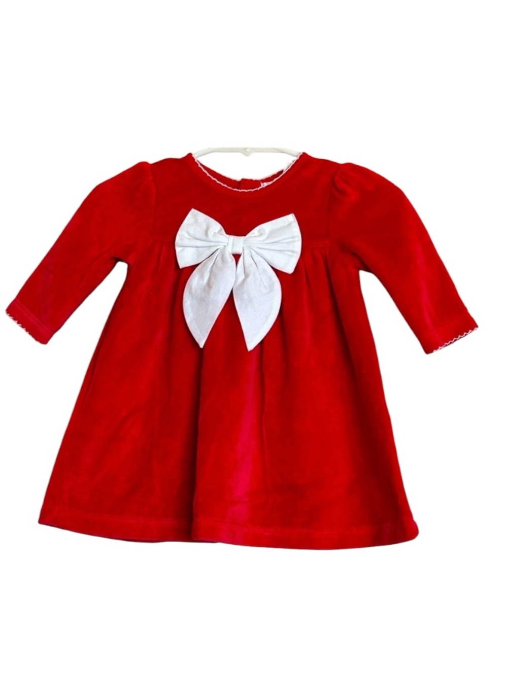 NWT Kissy Kissy Red Velour Dress w/ White Bow size baby girl 0-3 months